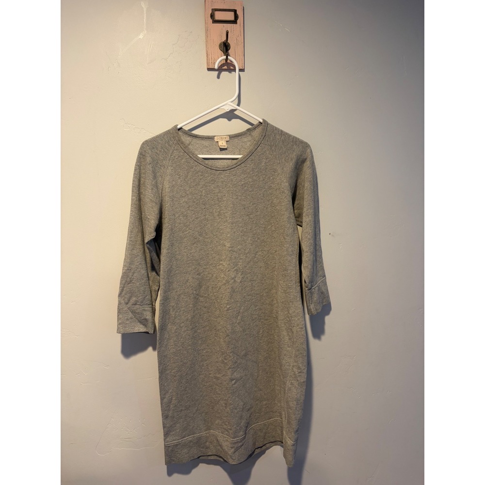 J.Crew Gray French Terry Sweatshirt Dress 3/4 Sleeve A1626 Womens Small